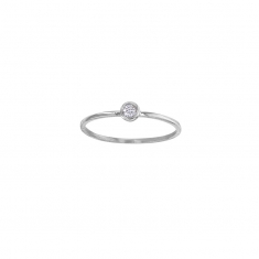 Bague solitaire diamant 0,07ct GVS serti clos, Or blanc 750/1000