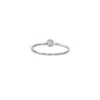 Bague solitaire diamant 0,07ct GVS serti clos, Or blanc 750/1000