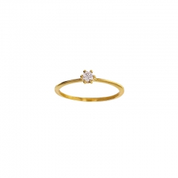 Bague solitaire diamant 0,10ct GVS serti 6 griffes, Or 750/1000