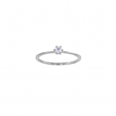 Bague solitaire diamant 0,10ct GVS serti 6 griffes, Or blanc 750/1000