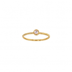 Bague solitaire diamant 0,10ct GVS serti clos, monture perlée Or 750/1000
