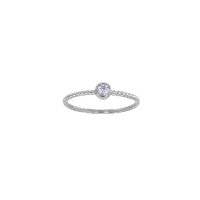 Bague solitaire diamant 0,10ct GVS serti clos, monture perlée Or blanc 750/1000