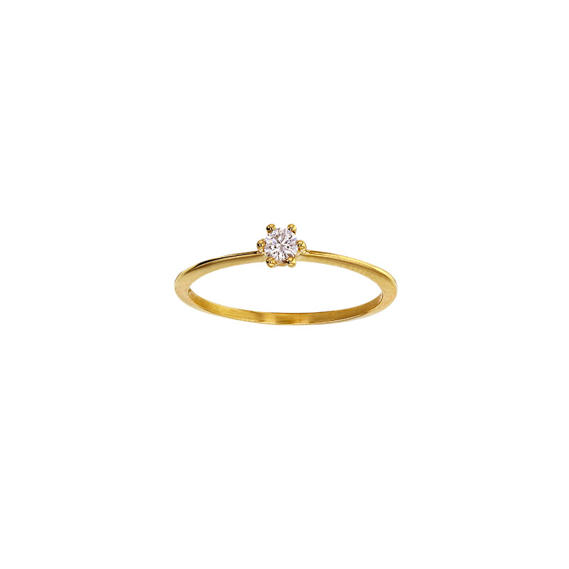 Bague solitaire diamant 0,10ct GVS serti 6 griffes, Or 750/1000