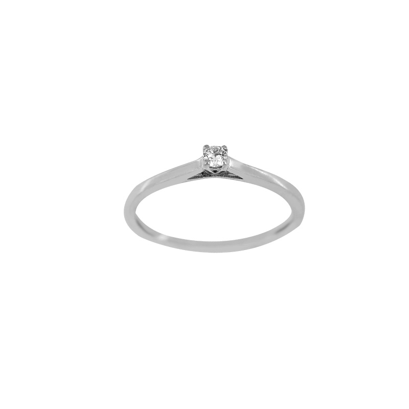 Bague solitaire diamant 0,05ct serti 4 griffes, Or blanc 750/1000