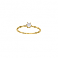 Bague solitaire diamant GVS 0,15ct, serti 6 griffes, Or 750/1000