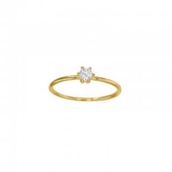 Bague solitaire diamant GVS 0,15ct, serti 6 griffes, Or 750/1000