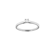 Bague solitaire diamant HSI 0,08ct serti 4 griffes, Or blanc 750/1000