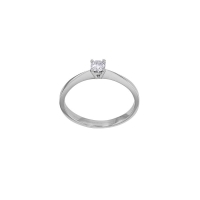 Bague solitaire diamant HSI 0,15ct, serti 4 griffes corps couteau, Or blanc 750/1000