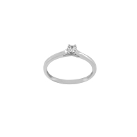 Bague solitaire diamant HSI 0,15ct serti 4 griffes, Or blanc 750/1000