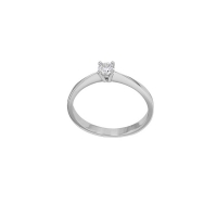 Bague solitaire diamant HSI 0,20ct serti 4 griffes coprs couteau, Or blanc 750/1000