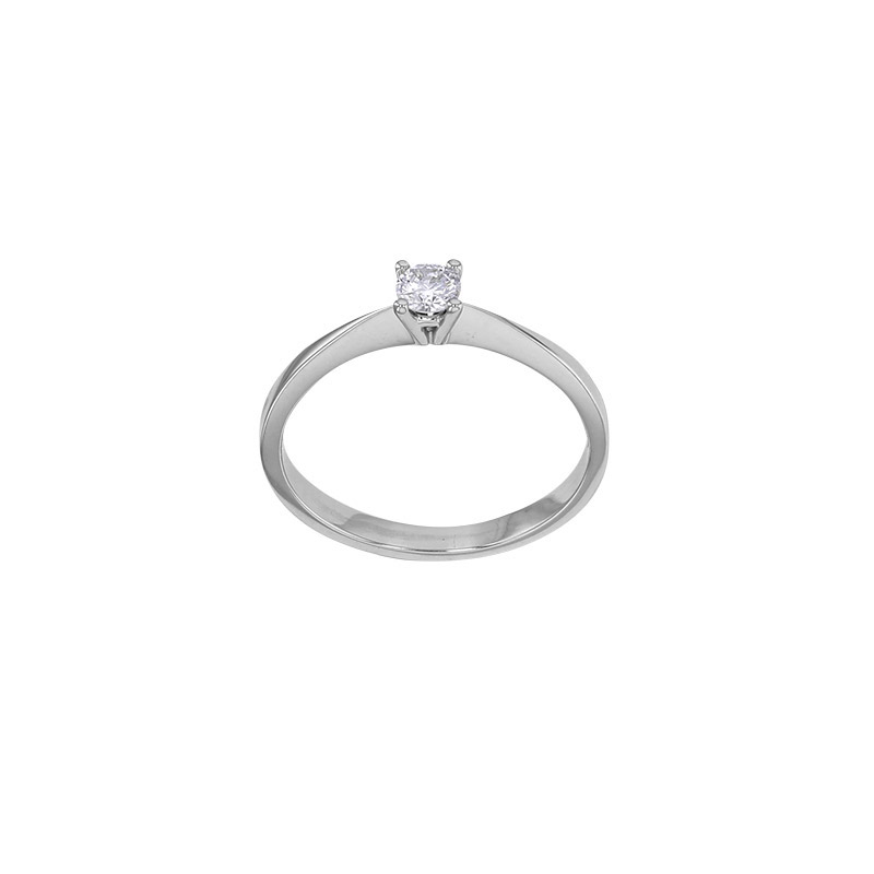 Bague solitaire diamant HSI 0,15ct serti 4 griffes corps couteau, Or 750/1000