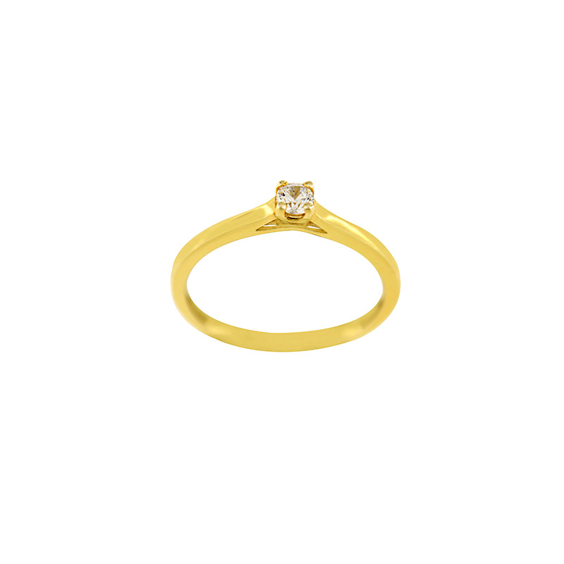 Bague solitaire diamant HSI 0,15ct serti 4 griffes, Or 750/1000