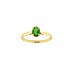 Bague solitaire Diopside ovale 6x4mm serti 4 griffes, Or 750/1000