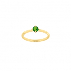 Bague solitaire Diopside ronde 4mm sertie 4 griffes, Or 750/1000