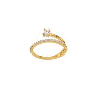 Bague solitaire entrecroisée serti 4 griffes en Plaqué or orné d'oxydes de zirconium 4mm