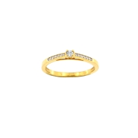 Bague solitaire épaulé 13 diamants HSI 0,15ct, Or 750/1000