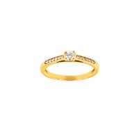 Bague solitaire épaulé 13 diamants HSI 0,22ct, Or 750/1000