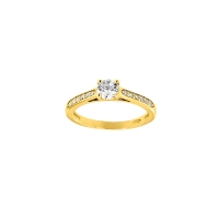 Bague solitaire épaulé 13 diamants HSI 0,30ct, Or 750/1000