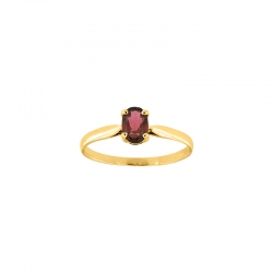 Bague solitaire Grenat ovale 6x4mm serti 4 griffes, Or 750/1000