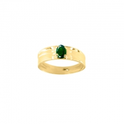 Bague solitaire large Diopside ovale 6x4mm serti 4 griffes, Or 750/1000