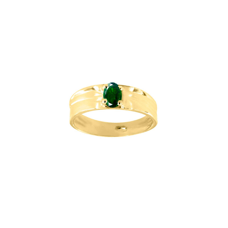 Bague solitaire large Diopside ovale 6x4mm serti 4 griffes, Or 750/1000