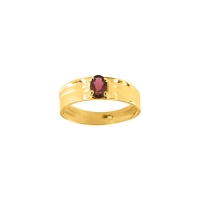 Bague solitaire large Grenat ovale 6x4mm serti 4 griffes, Or 750/1000