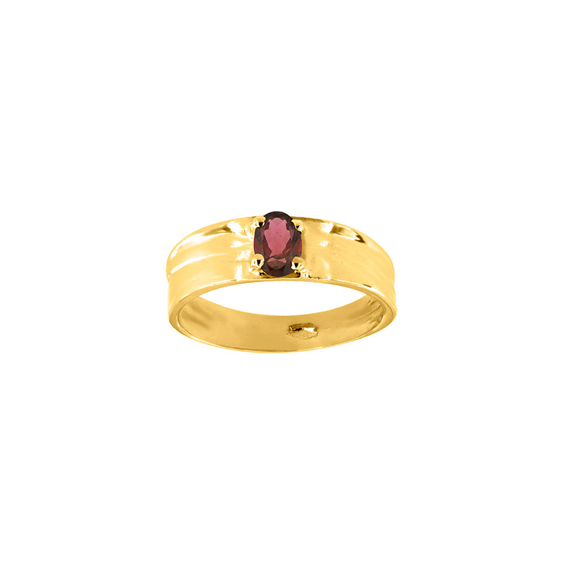 Bague Vintage Or 18k - Grenat Vert Synthétique En Serti Griffes, Taille 50