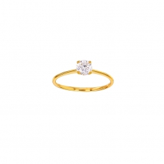 Bague solitaire Or 375/1000 oxyde de zirconium 5mm serti 4 griffes