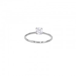 Bague solitaire Or 375/1000 oxyde de zirconium 5mm serti 4 griffes
