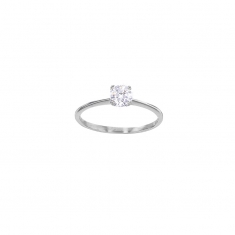 Bague Solitaire Or blanc 375/1000 et oxyde de 5mm (serti griffes)