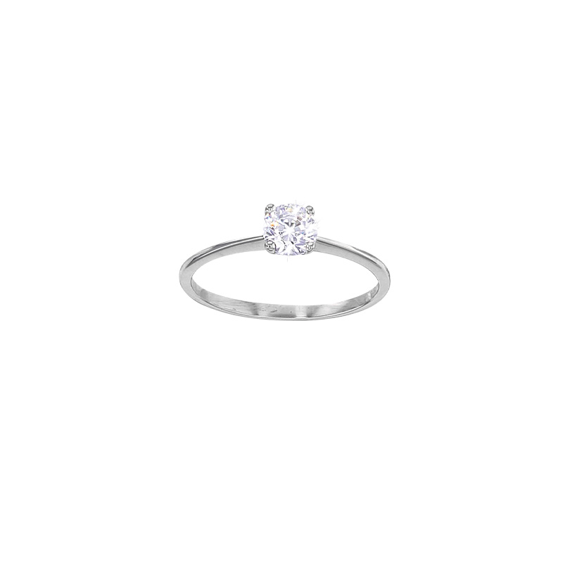 Bague solitaire Or 375/1000 oxyde de zirconium 5mm serti 4 griffes