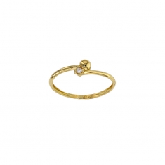 Bague solitaire oxyde serti griffes et petite boule en Or 750/1000