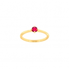 Bague solitaire Rubis 4mm serti 4 griffes, Or 750/1000
