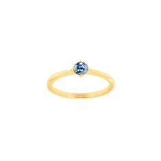 Bague solitaire Saphir de Ceylan 4mm serti 4 griffes, Or 750/1000