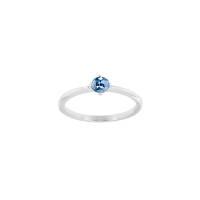 Bague solitaire Saphir de Ceylan 4mm serti 4 griffes, Or blanc 750/1000