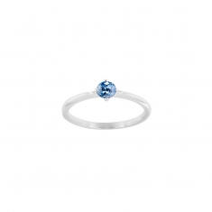 Bague solitaire Saphir de Ceylan 4mm serti 4 griffes, Or blanc 750/1000