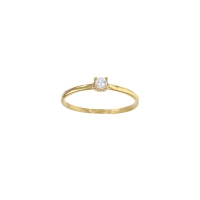 Bague solitaire serti 4 griffes, oxyde de zirconium Or 750/1000 diam. 3mm