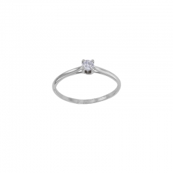 Bague solitaire serti 4 griffes, oxyde de zirconium Or 750/1000 diam. 3mm