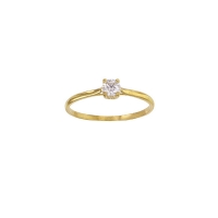 Bague solitaire serti 4 griffes oxyde de zirconium Or 750/1000 diam. 4mm