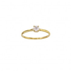 Bague solitaire serti 4 griffes oxyde de zirconium Or 750/1000 diam. 4mm