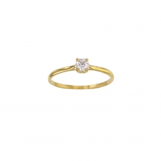 Bague solitaire serti 4 griffes oxyde de zirconium Or 750/1000 diam. 4mm