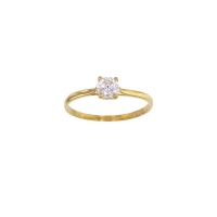 Bague solitaire serti 4 griffes oxyde de zirconium Or 750/1000 diam. 5mm