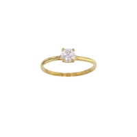 Bague solitaire serti 4 griffes oxyde de zirconium Or 750/1000 diam. 5mm