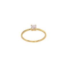 Bague solitaire serti 4 griffes oxyde de zirconium Or 750/1000