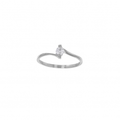 Bague solitaire serti 4 griffes, oxyde de zirconium Or blanc 750/1000 diam. 4mm