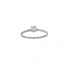 Bague solitaire serti 4 griffes, oxyde de zirconium Or blanc 750/1000 diam. 4mm