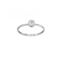 Bague solitaire serti clos en Or 375/1000 oxyde de zirconium 4mm