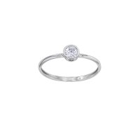 Bague solitaire serti clos en Or blanc 375/1000 oxyde de zirconium 4mm