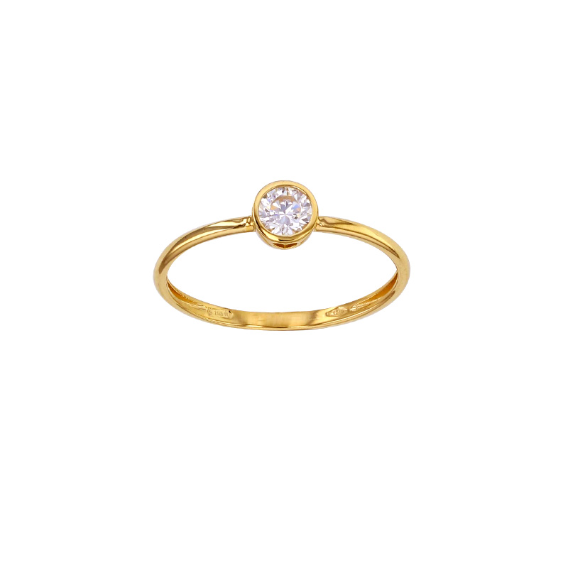 Bague solitaire serti clos en Or 375/1000 oxyde de zirconium 4mm