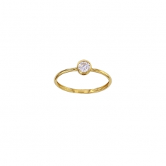 Bague solitaire serti clos oxyde de zirconium Or 750/1000 diam. 4mm